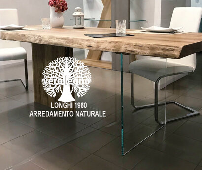 TAVOLO AIR LEGNO MASSELLO E VETRO