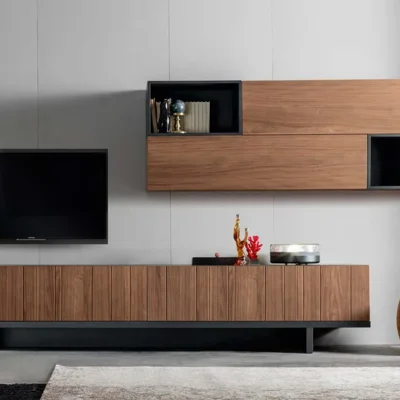 PARETI LIVING TV CON LEGNO NATURALE MASSELLO