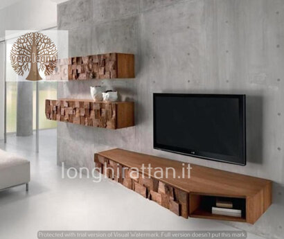 mobili giorno porta tv legno 3d mobili in legno con mosaico massello tridimensionale grezzo stile moderno. serie svizzera