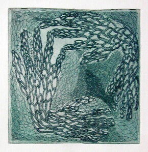 Metafora della mano II Struttura 7 acquaforte, acquatinta 10x10cm 1987