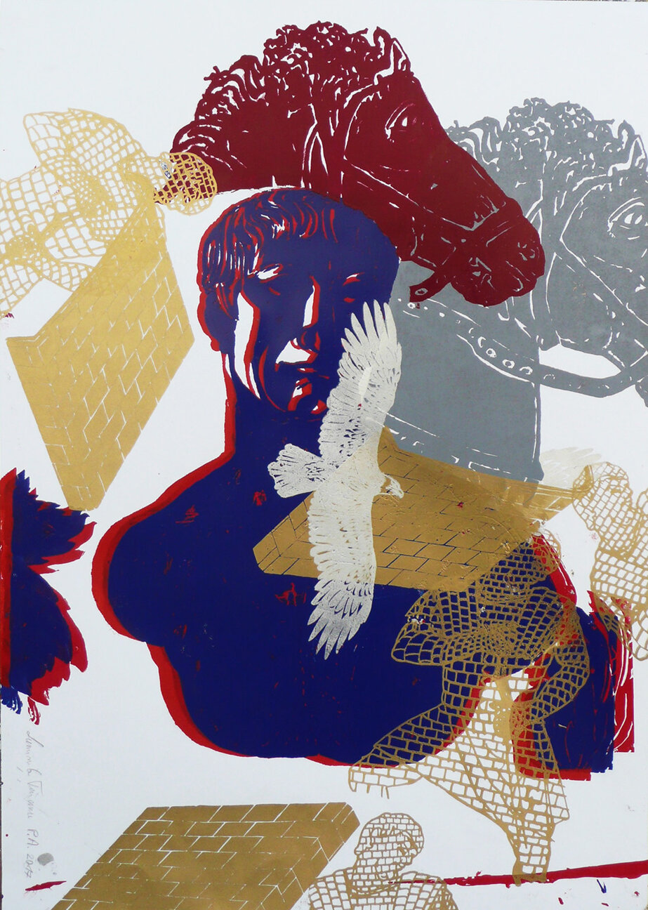 2017 pittura serigrafica in 7 colori su carta Fabriano UNICUM (Collezione privata)