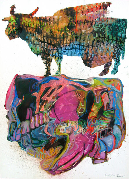 SACRIFICIO III 1989 70x100cm guashe, tempera, acquarelli, mordente, pastelli su carta