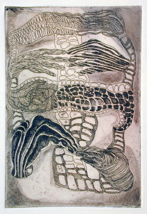 Metafora della mano a acquaforte, acquatinta 13x19cm 1987
