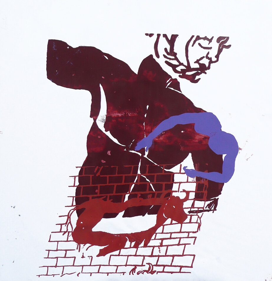 2016 cm 54 x 54 pittura serigrafica in 3 colori su carta UNICUM