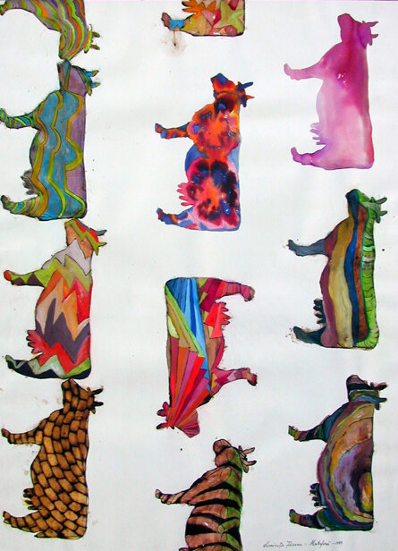 METAFORA 1989 70x100cm guashe, acquarello, mordente e pastelli su carta