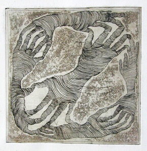 Metafora della mano II Struttura 8 acquaforte, acquatinta 10x10cm 1987