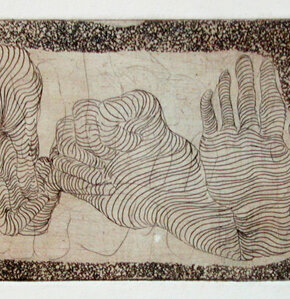 Metafora della mano Dialogo acquaforte, acquatinta 10x8cm 1987