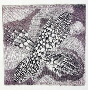 Metafora della mano II Struttura 2 acquaforte, acquatinta 10x10cm 1987
