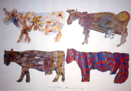 METAMORFOSI - Mucche 8 1988 100x70cm tecnica mista su carta (Collezione privata)