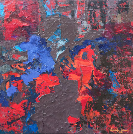 GEOGRAFIC 2 1991 50x50 olio e acrilici su tela