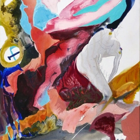 Man and Animal - Blaj 2014 60x80cm acrilici su tela Collezione del Museo di Storia e Arte Contemporanea Blaj (Romania)