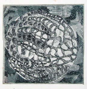 Metafora della mano II Struttura 6 acquaforte, acquatinta 10x10cm 1987