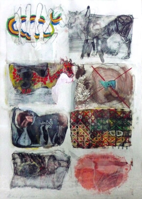 METAMORFOSI 1987 50x70cm tecnica mista su carta (Collezione privata)