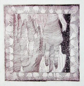 Metafora della mano II Struttura 5 acquaforte, acquatinta 10x10cm 1987