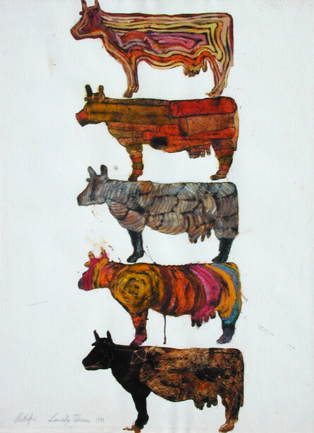 METAFORA 1989 50x70cm guashe, acquarelli, mordente, pastelli su carta (Collezione privata)
