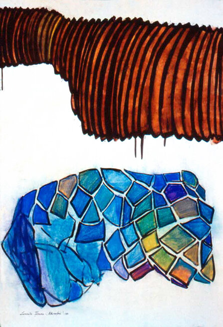 METAFOSI - Mucche dettaglio 1989 70x100cm tecnica mista su carta