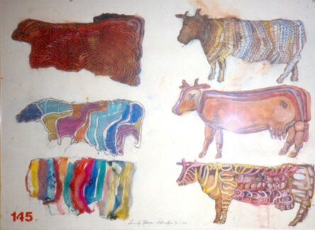 METAMORFOSI Mucche 5 1988 100x70cm tecnica mista su carta (Collezione privata)