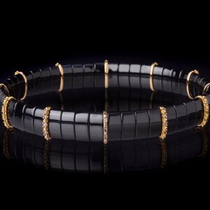 BCNR12DBRW- Black Ceramic Bracelet With 12