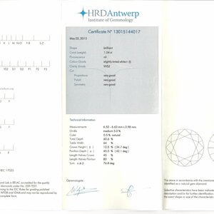 BRILLIANT CUT DIAMOND CERTIFICATE