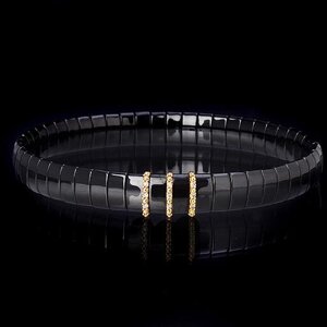 BCNR3DB Black Ceramic Bracelet With 3 Inserts