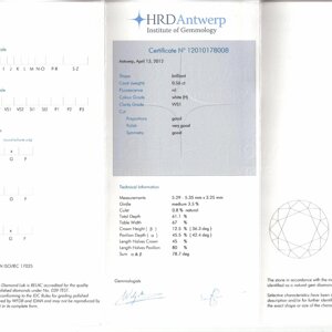 BRILLIANT CUT DIAMOND CERTIFICATE