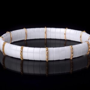 BCBR12DBRW- White Ceramic Bracelet With 12