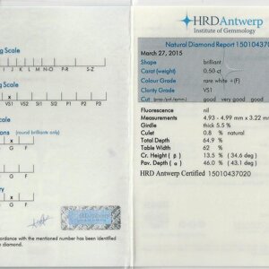 BRILLIANT CUT DIAMOND CERTIFICATE