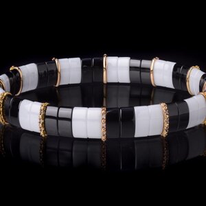 BCBNR12DBRW - Black and White Ceramic Bracelet