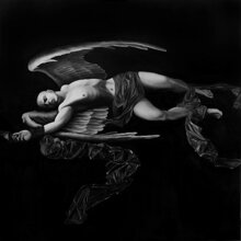 Caduta 2008, oil on wood panel, 150 x 150 cm