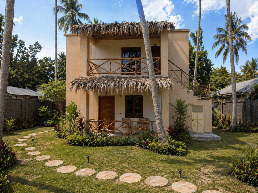 villa tropicale con giardino fiorito
