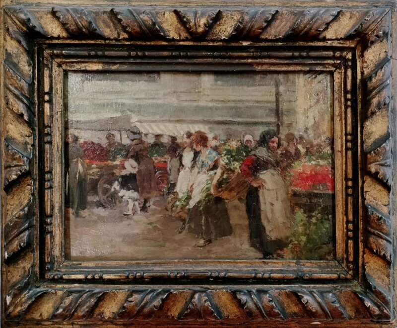 amerino-cagnoni-dipinto-olio-su-tavola-mercato-piazza-della-rosa