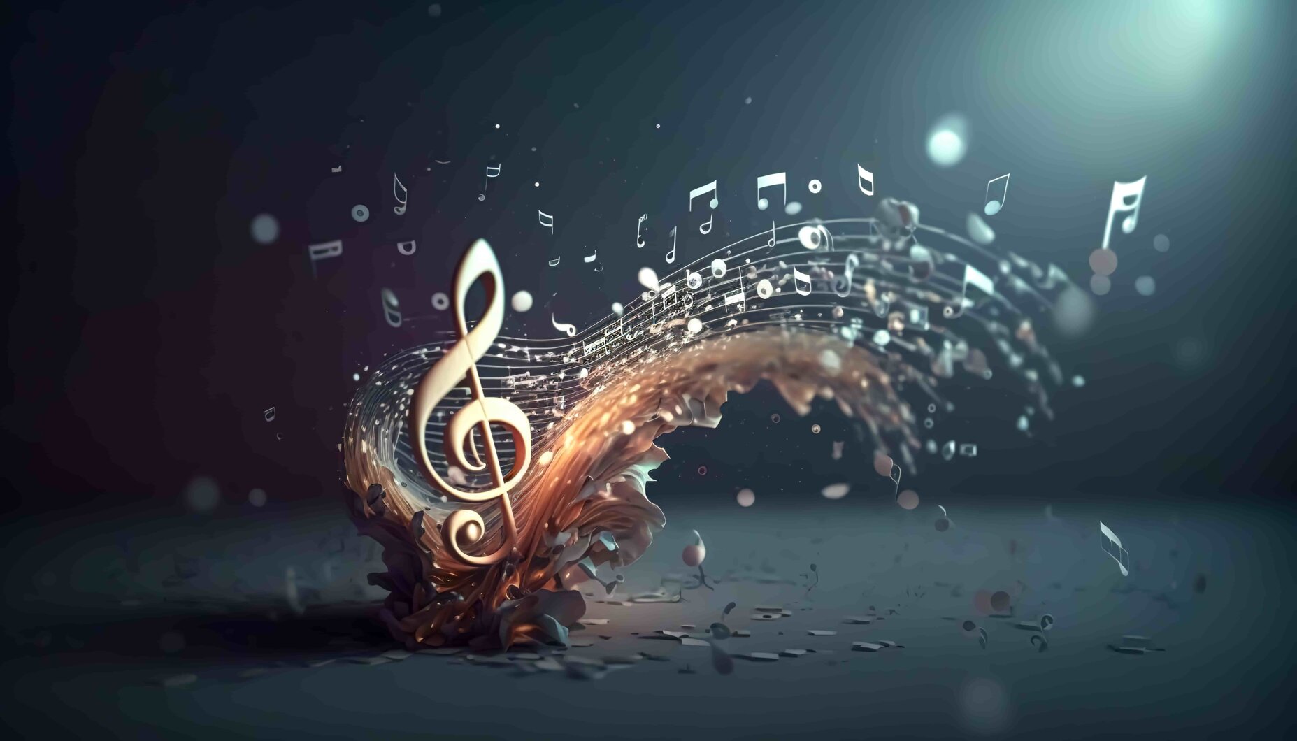 goccia di acqua che si trasforma in note musicali