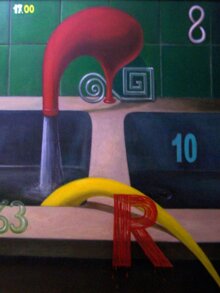 Uomo che urina in cucina