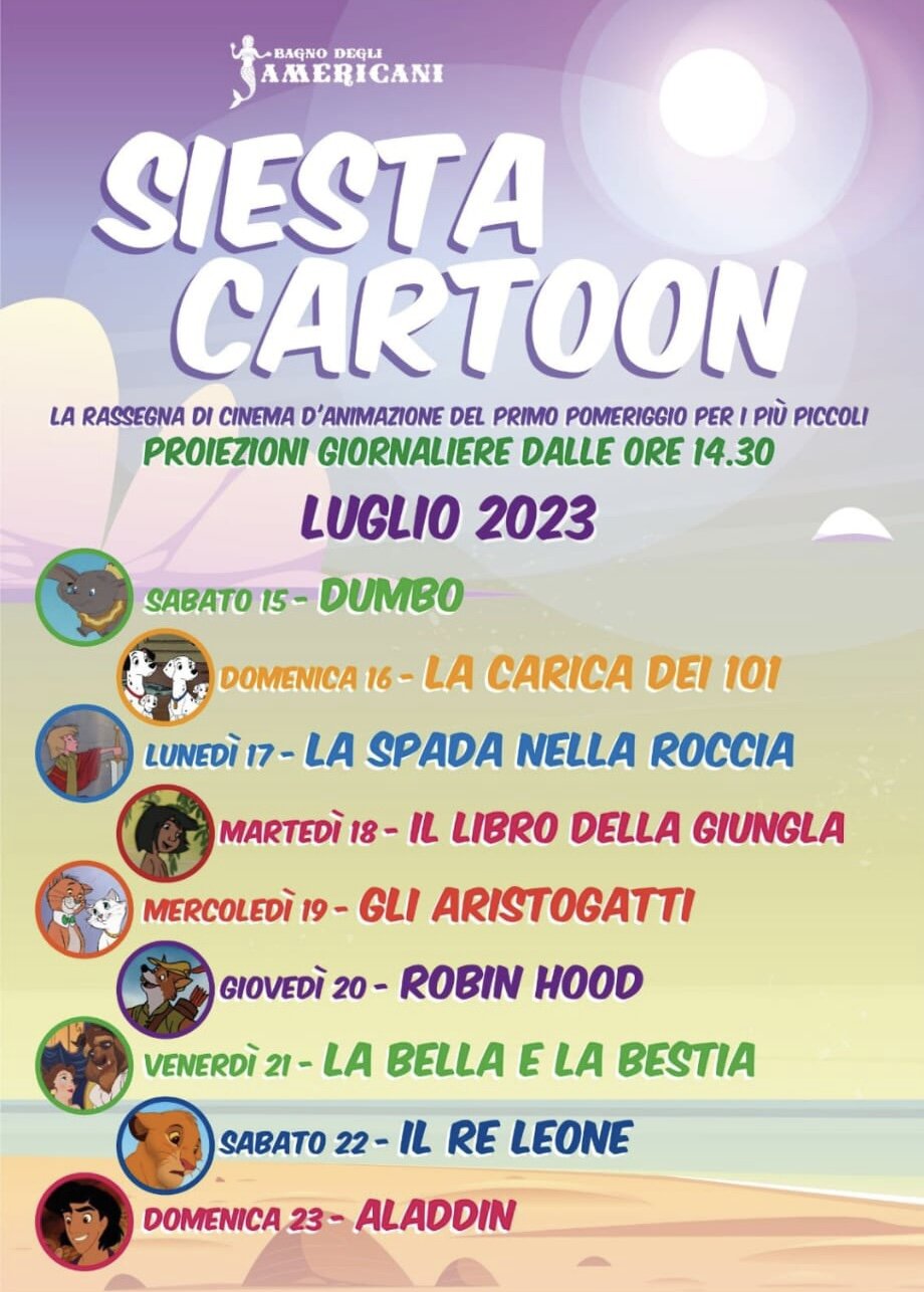 Da sabato 15 luglio sotto l'Hangar il via alla rassegna "Siesta Cartoon" dedicata ai bambini