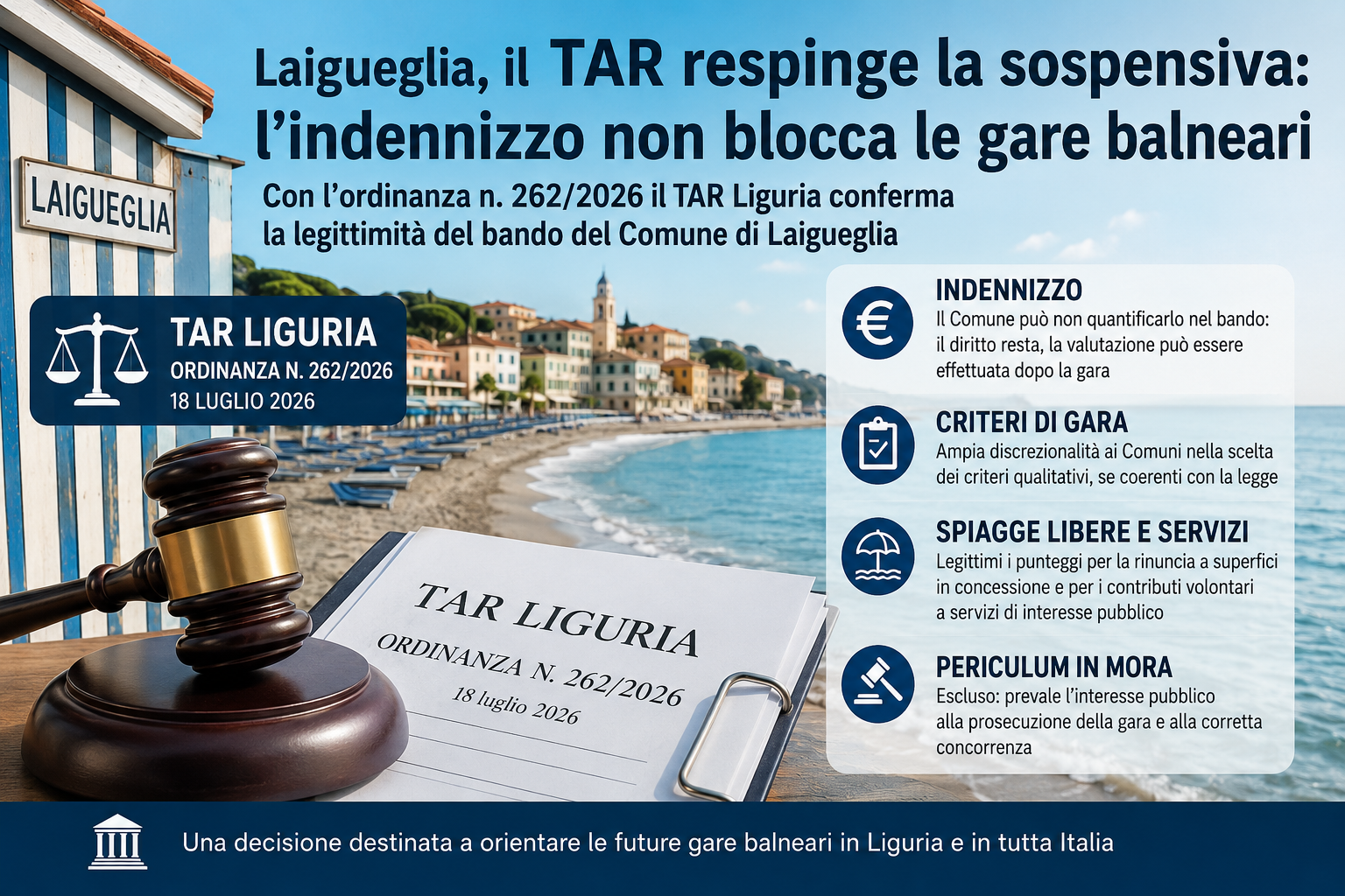 Laigueglia, il TAR conferma la linea del Comune: le ordinanze di rigetto della sospensiva possono cambiare le future gare balneari ?