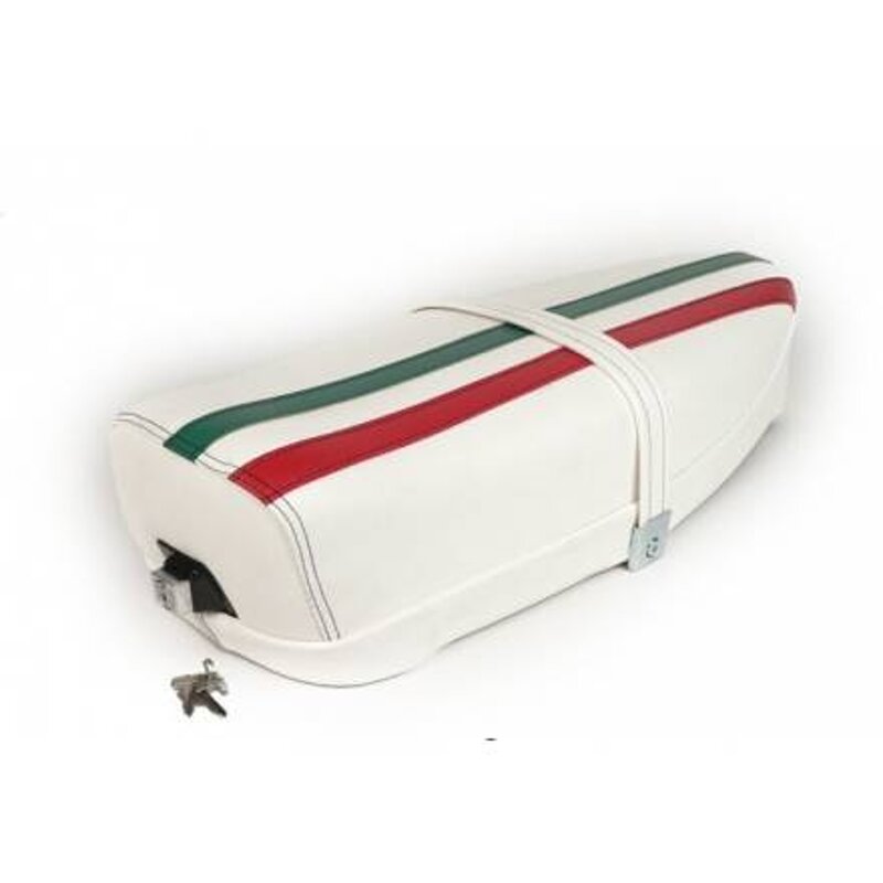 sella-sportiva-bianca-con-bandiera-italiana-lunga-con-serratura-per-vespa-50-special