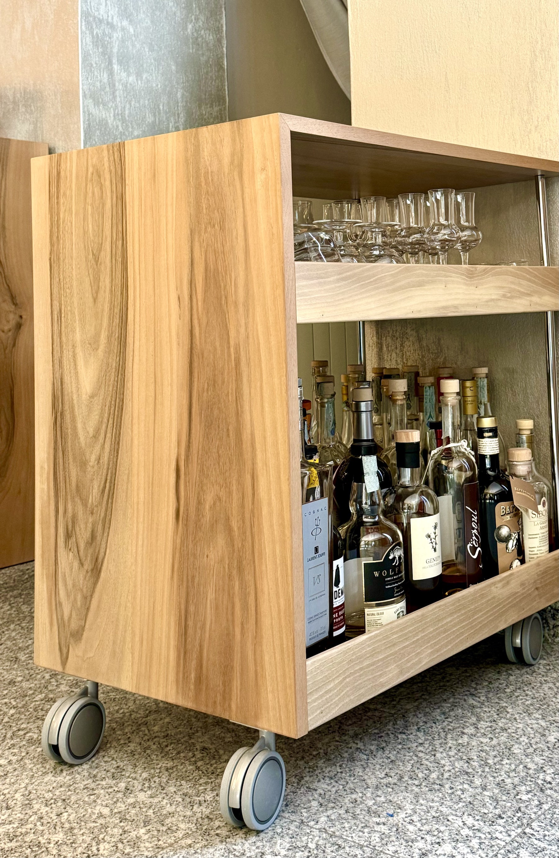 Bespoke timber bar trolley
