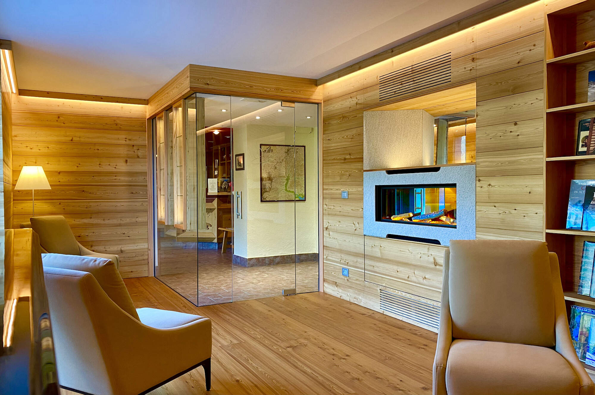 Completed entrance and fireplace