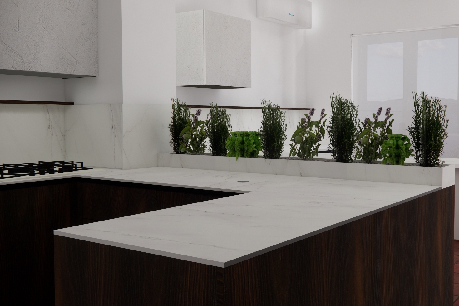 Rendering of the Floritelli + Dekton worktop detail