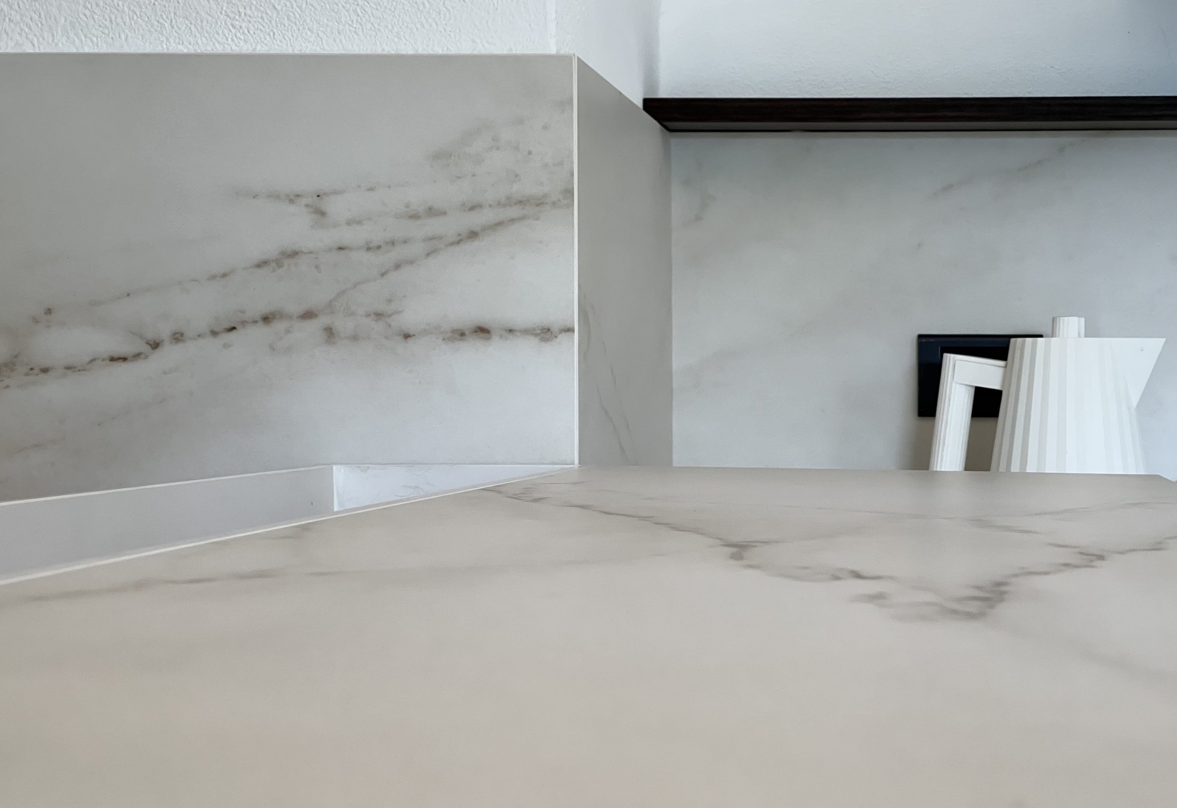 Worktop and preparation area in the completed kitchen