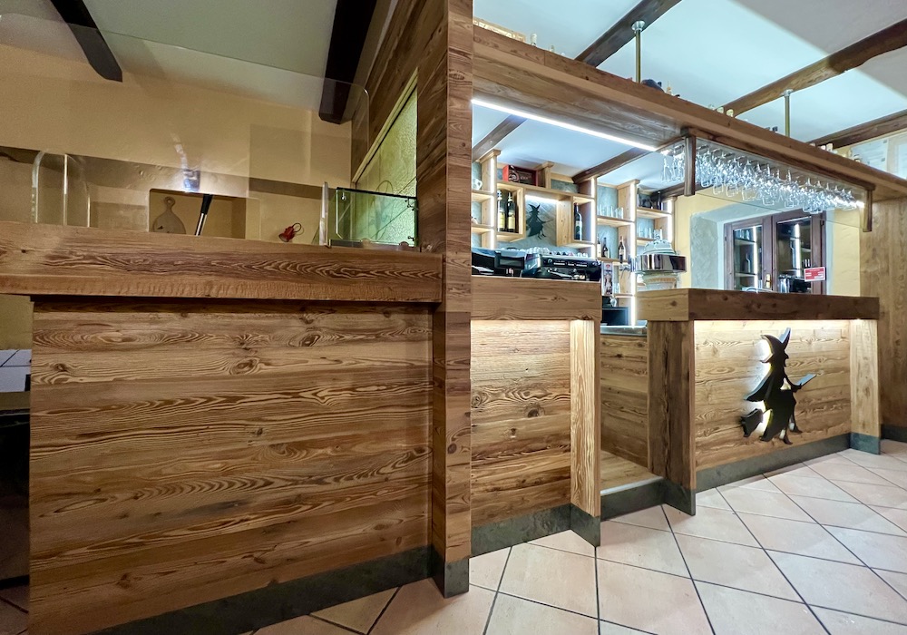 Corner view of the completed counter