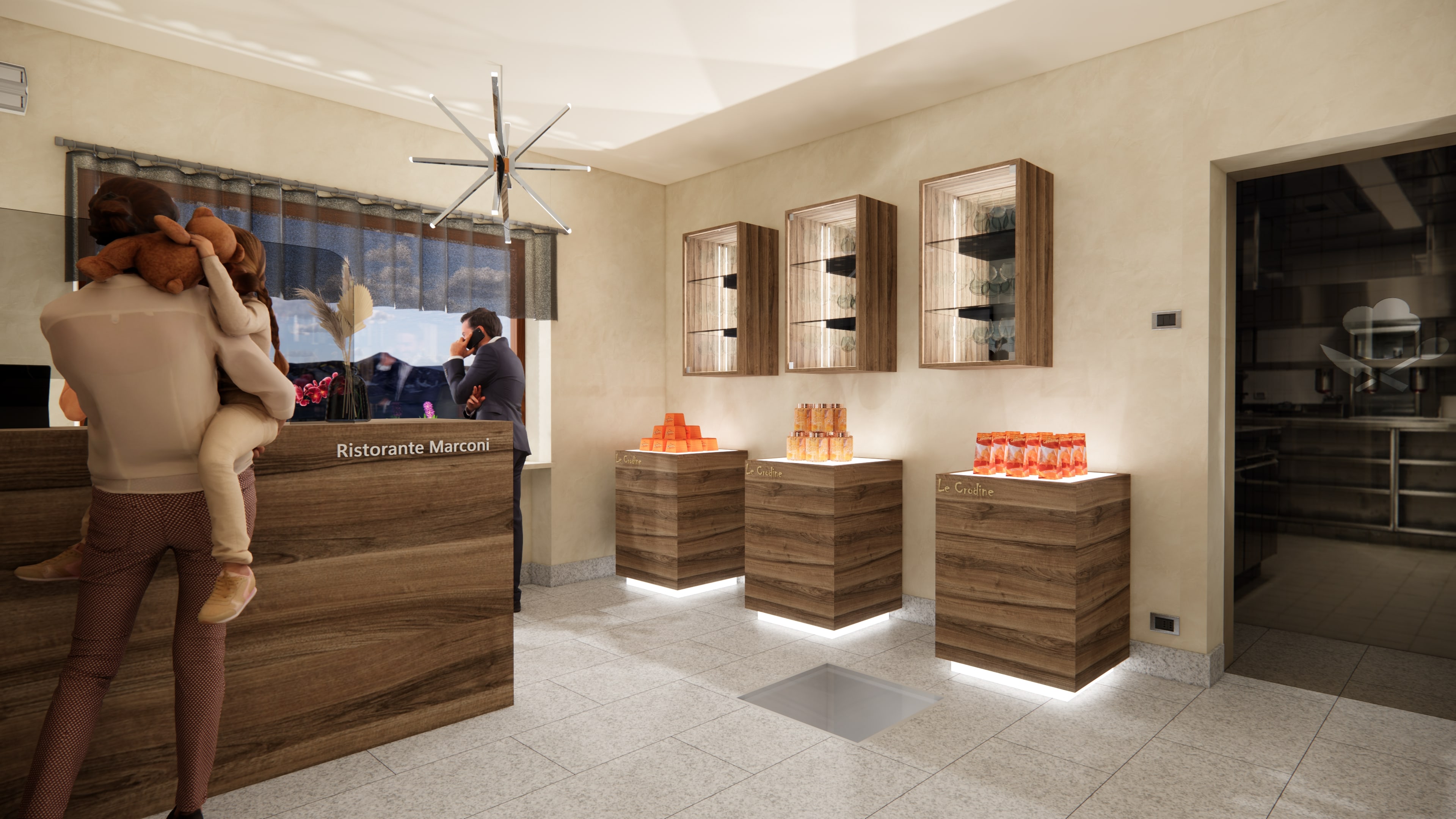 Rendering of the Marconi Restaurant reception area