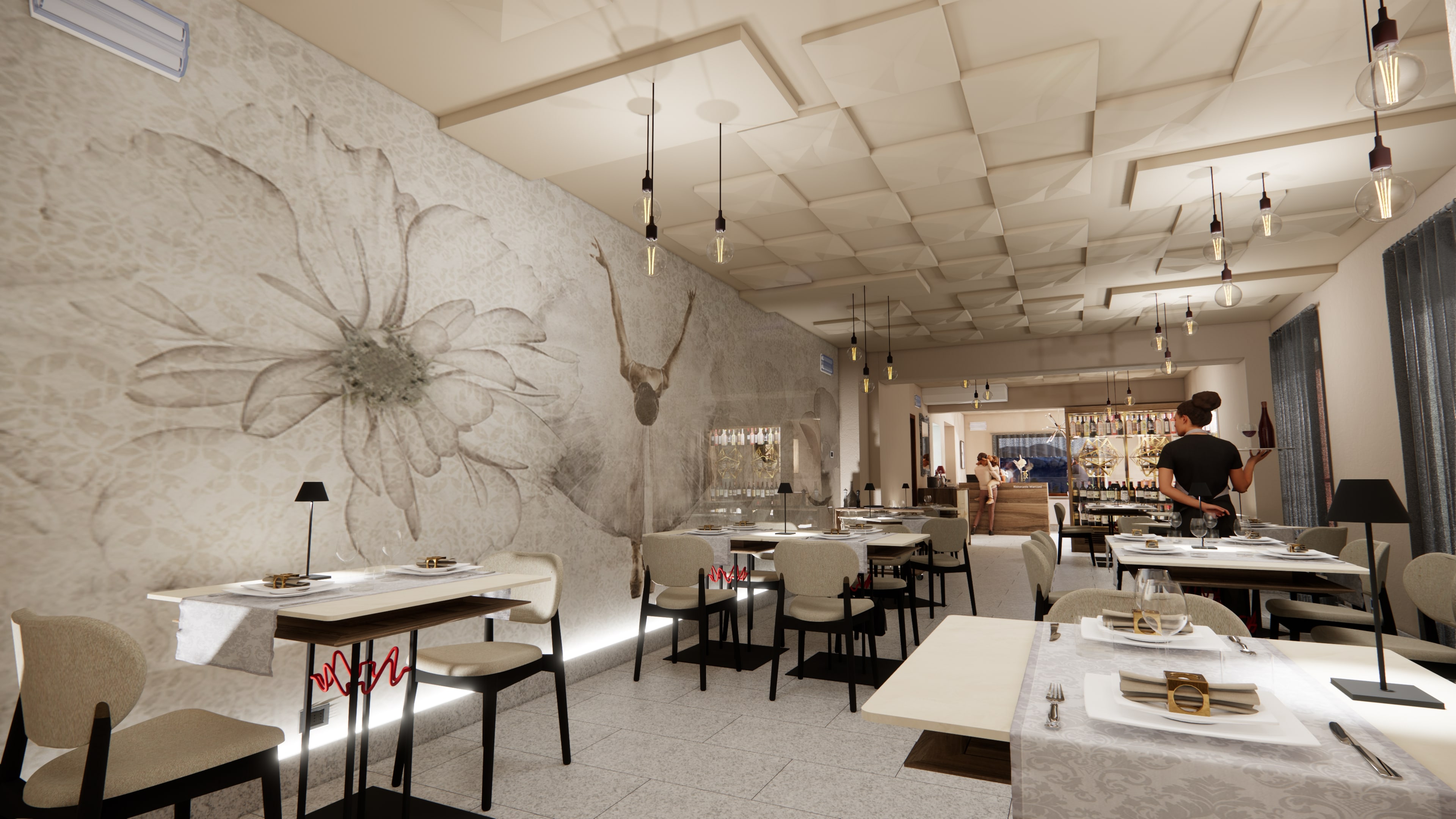 Rendering of the Marconi Restaurant dining room
