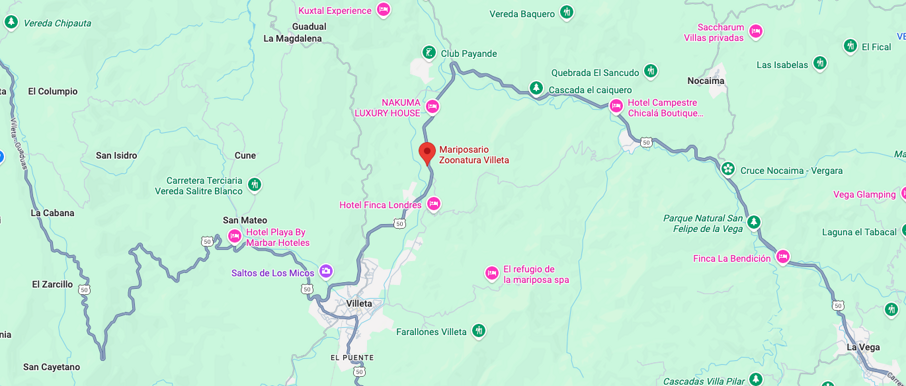ubicación mariposario villeta