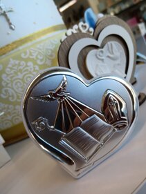 Cuore cresima laminato argento