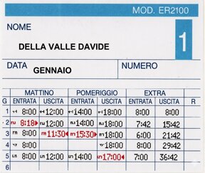 Esempio calcolo ore mensili e giornaliere su cartellino MAX ER-2700