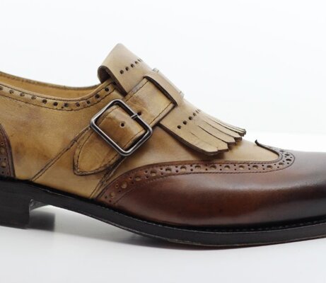 Mocassino Frangia Vitello bright bicolore tabacco +testa di moro