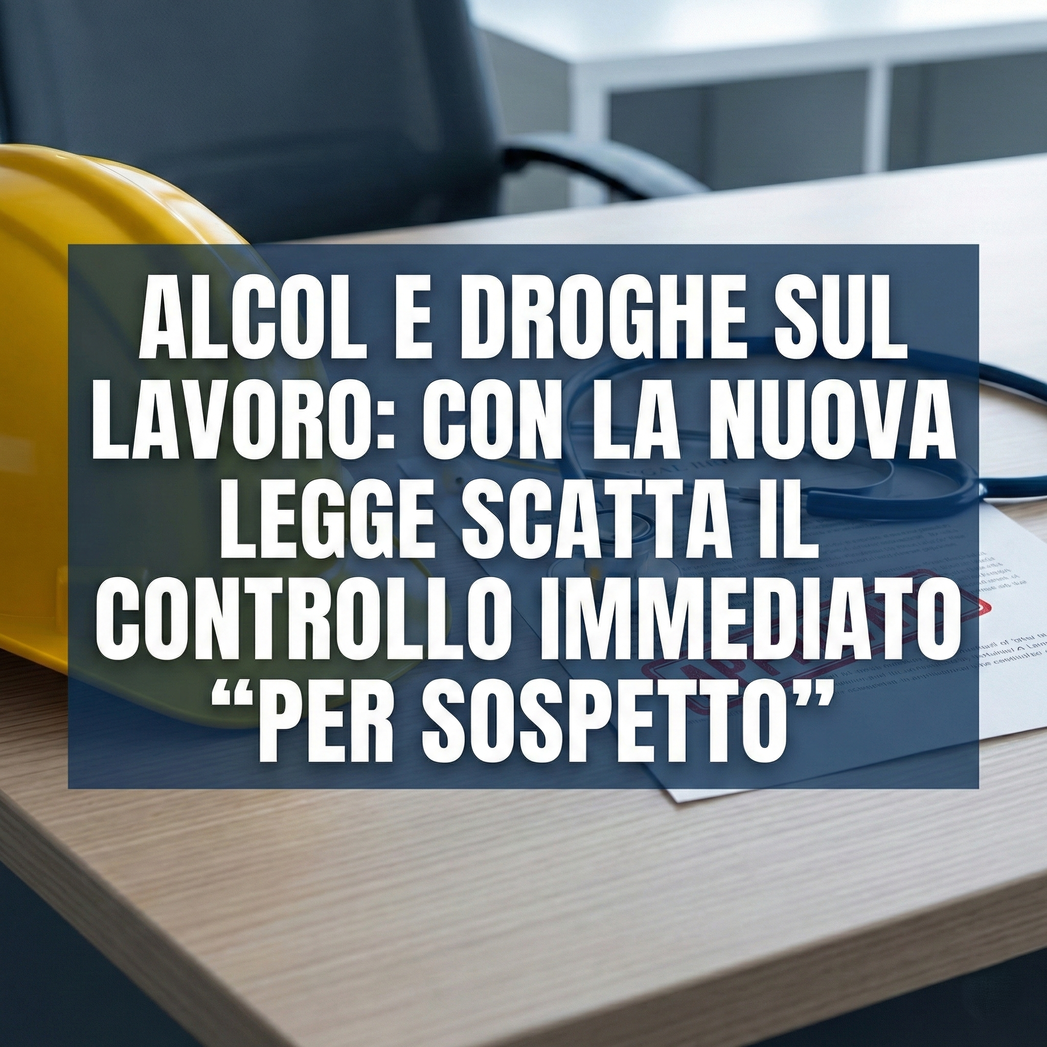 Alcol e droghe sul lavoro: con la nuova legge scatta il controllo immediato "per sospetto". Ecco come tutelarsi.