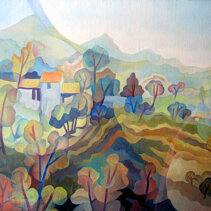 Colli di Monfumo Olio su tela di juta 65x50 - 1979