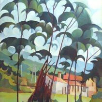 Acacie Olio su tela di juta 45x55 - 1978